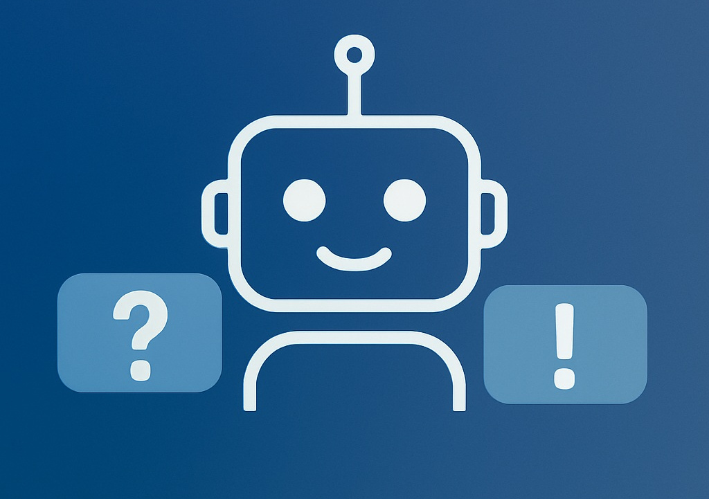 Stilisierter Chatbot in der Form eines Piktogramms